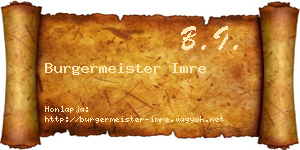Burgermeister Imre névjegykártya